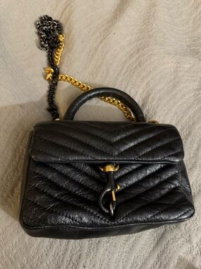Black Quilted Chain Shoulder Bag - Women